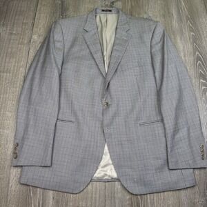 Peter Millar Sports Coat Blazer Mens 46R Brown Khaki Blue USA Wool Houndstooth